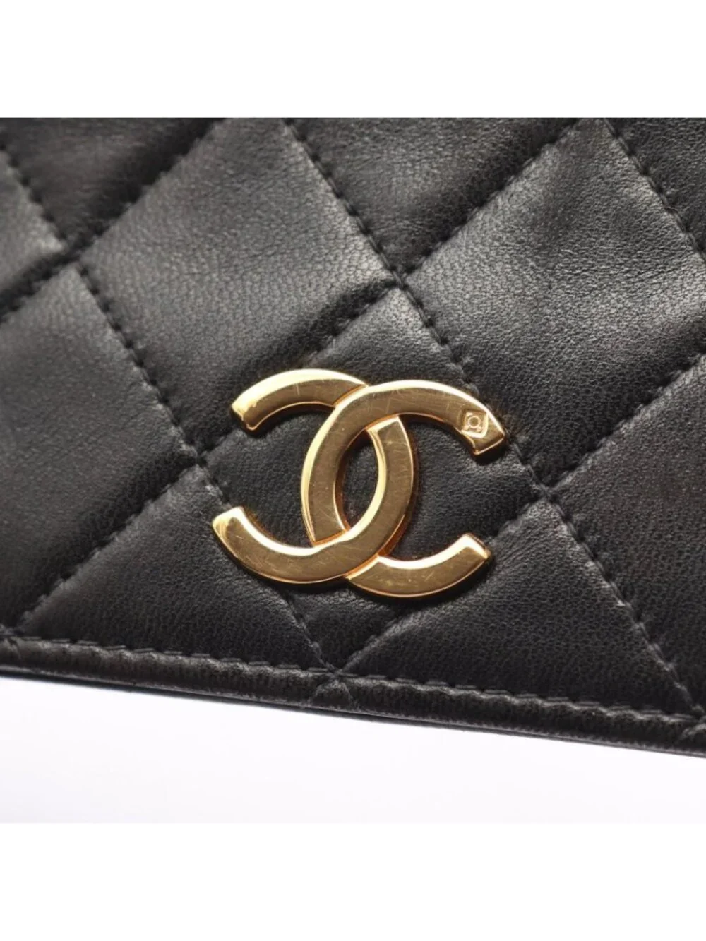Chanel Shoulder Bag Mini Quilted Full Flap Black Lambskin Push Lock Chain